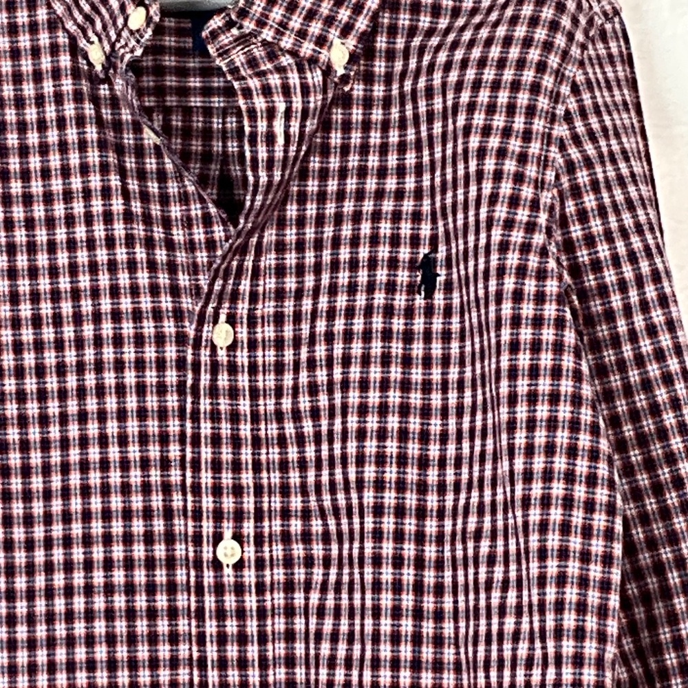 Polo Ralph Lauren Boys Plaid Button Down Shirt Red Blue White Cotton Size 7 - Picture 5 of 6